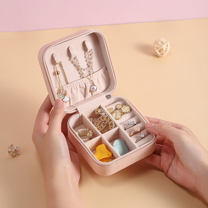 Portable Leather Jewelry Storage Box