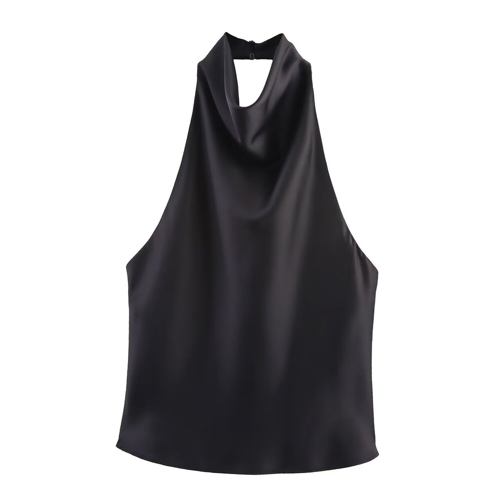 Womens Silk Satin Halter Neck Top