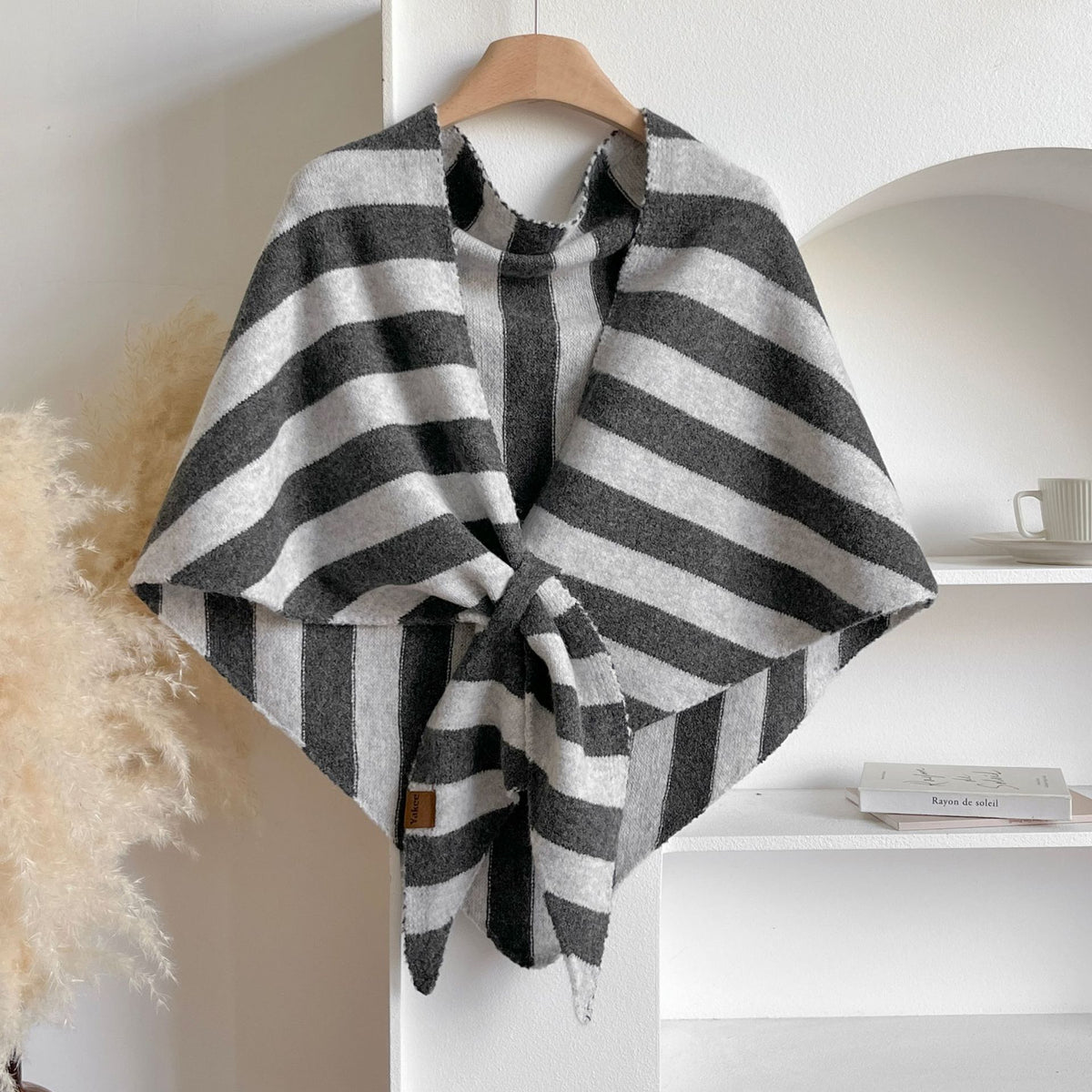 Cozy Knit Triangular Wool Shawl