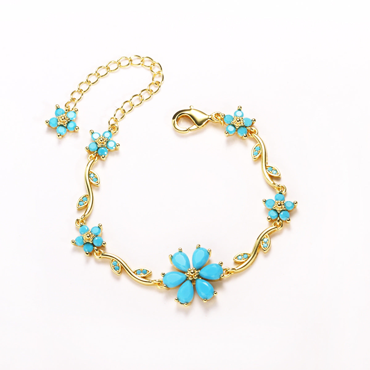 Floral Copper Inlaid Diamond Bracelet
