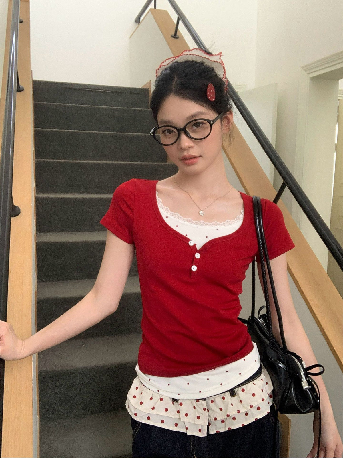 Womens Lace Trim T-Shirt
