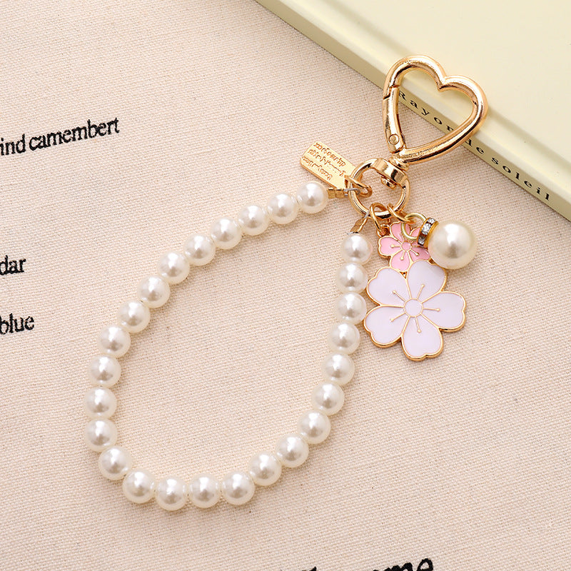 Pearl necklace pendant bag charm