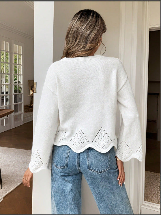 Sweater with Hollow Out Irregular Hem