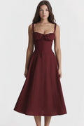 Floral Back Strap Maxi Dress — Dark Burgundy