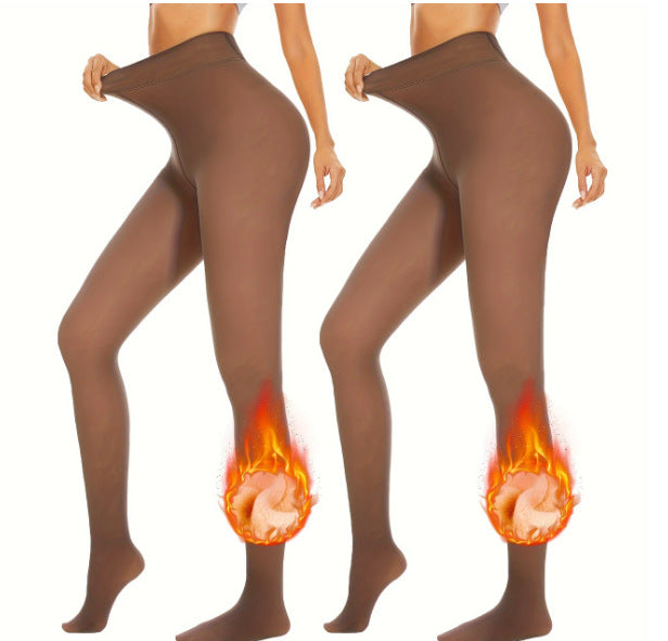 Women's Sheer Fleece-Lined Leggings Winter Thickened Thermal Tights