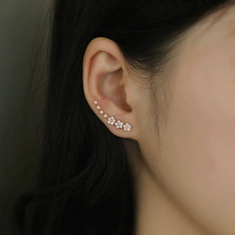Geometric Baby Breath Diamond Stud Earrings