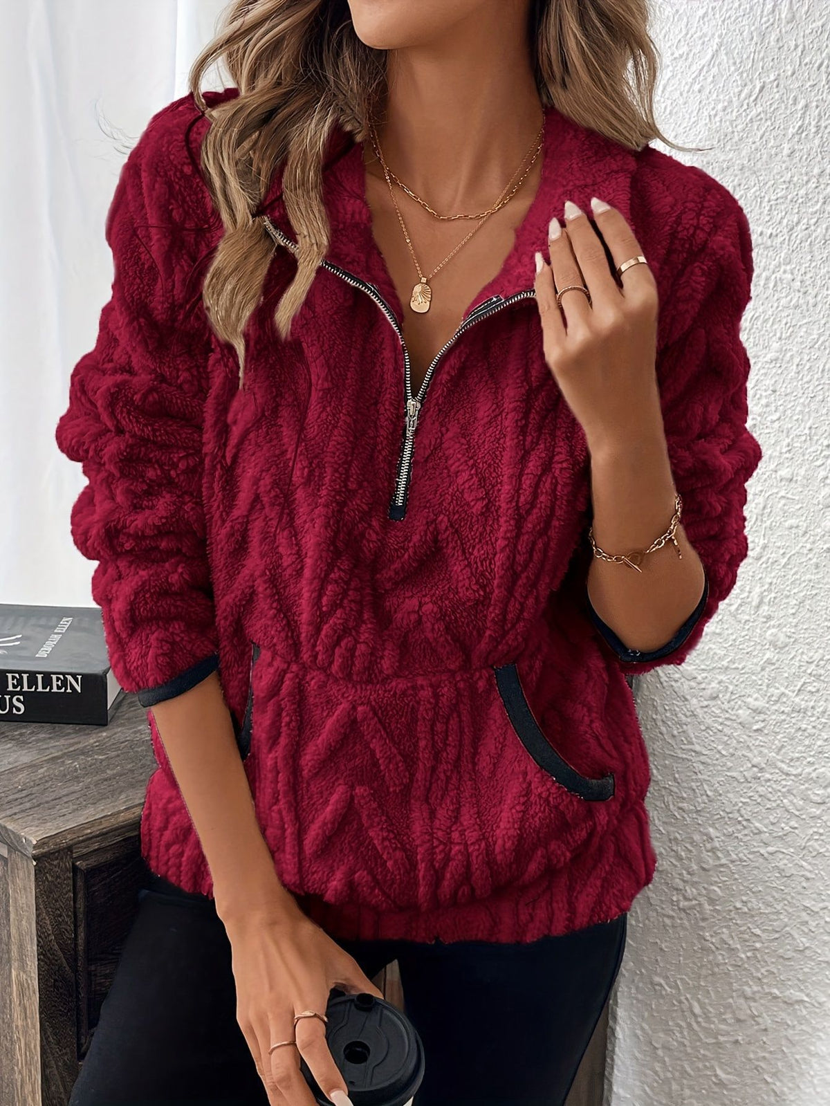 Collared half-zip hoodie
