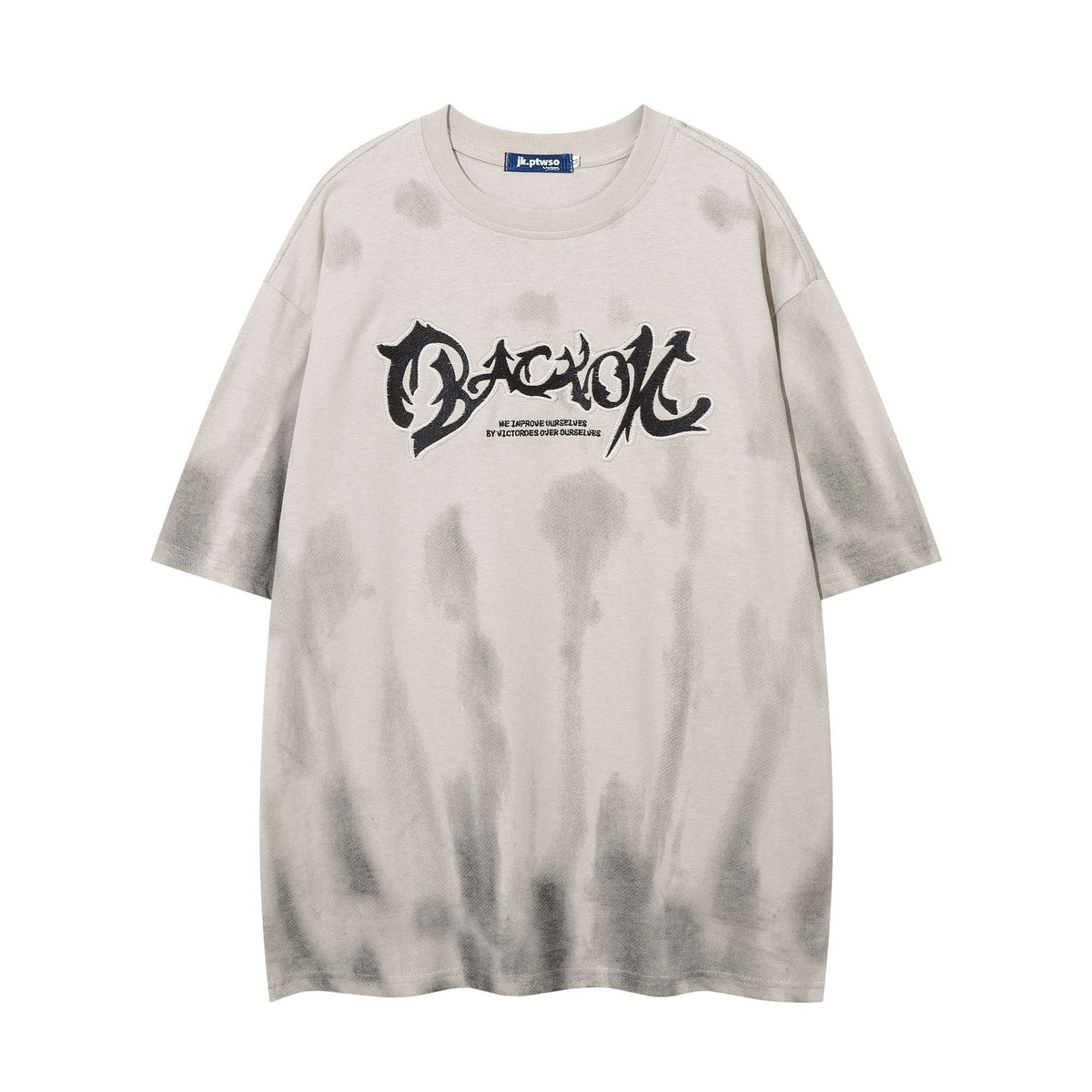 Dyed T-shirt with Heavy Embroidery Short Sleeve