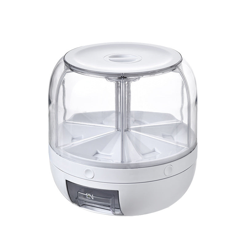 Rotating Grain Storage Box with Six Compartments