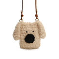 Hand Knitted Plush Dog Coin Purse Crossbody Bag for Kids