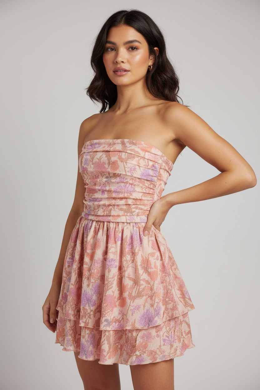 Blossom Veil Double-Layer Tube Top Skirt