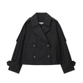 Women's lightweight double-breasted water-resistant short coat with windproof function