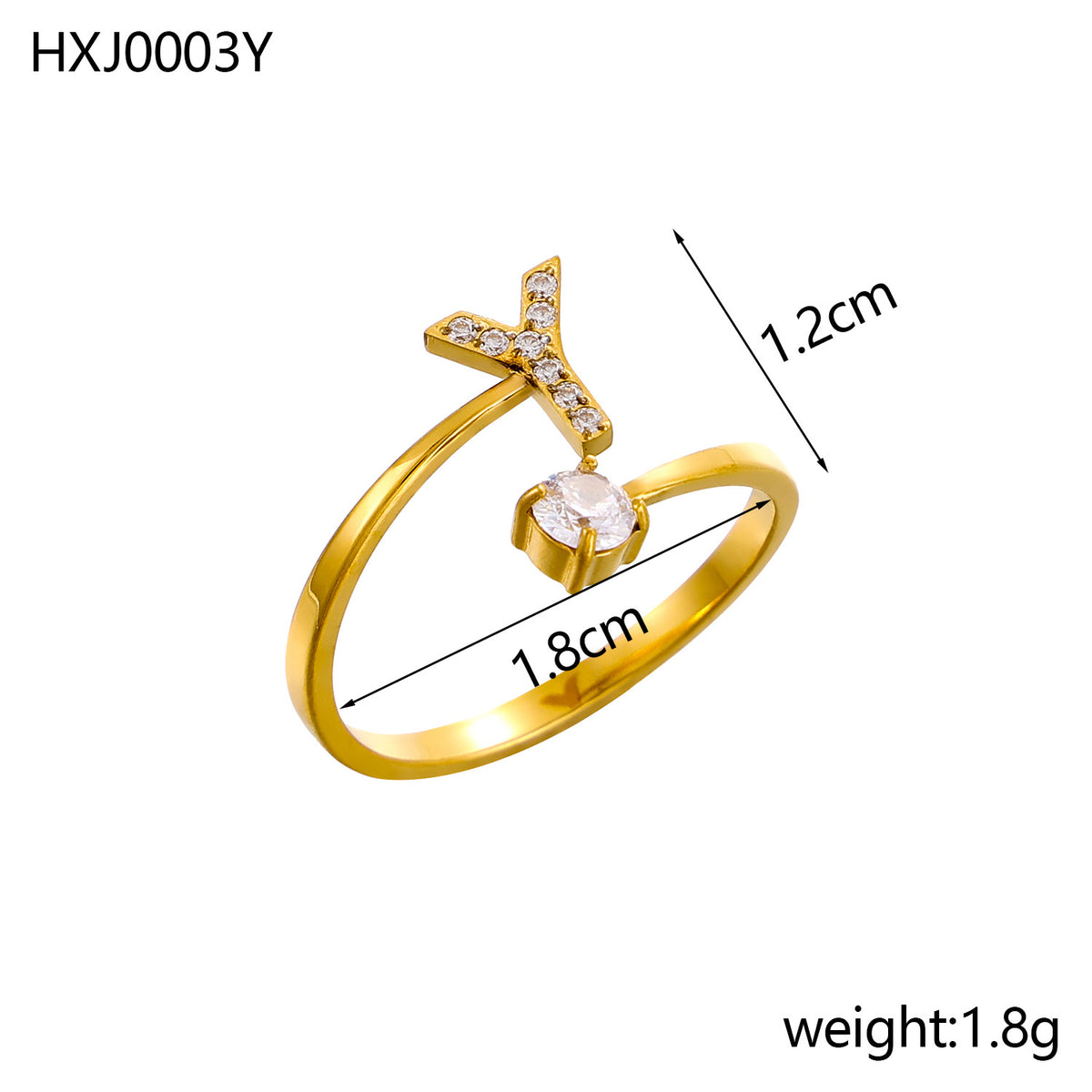 Letter Open Ring with Diamond Accents