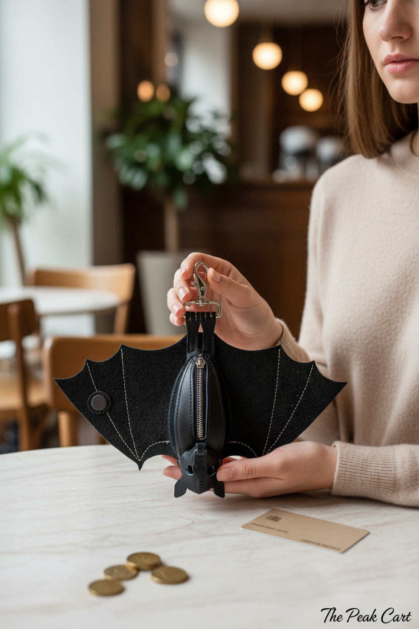 Leather Bat Coin Purse