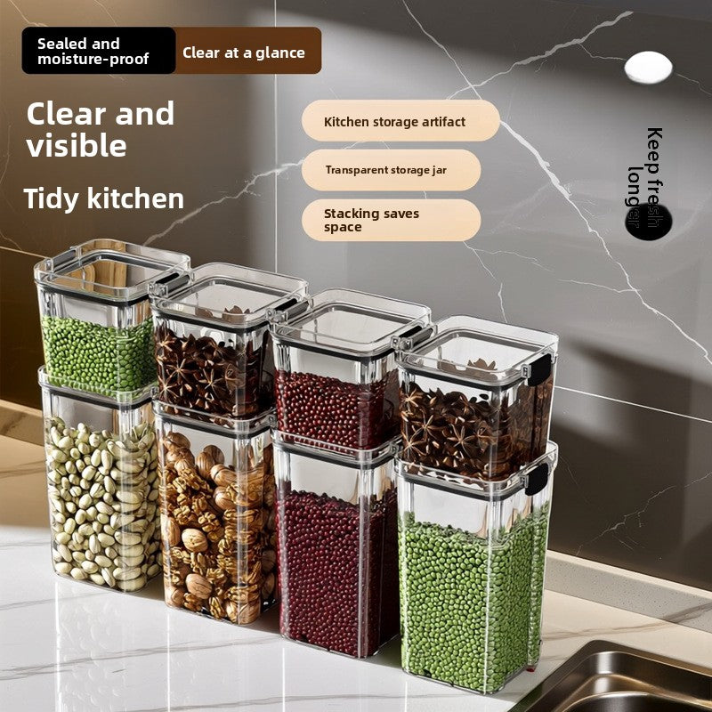 Snap Lock Food Storage Container with Transparent Square Design