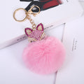Korean Alloy Diamond Pearl Fox Fur Keychain