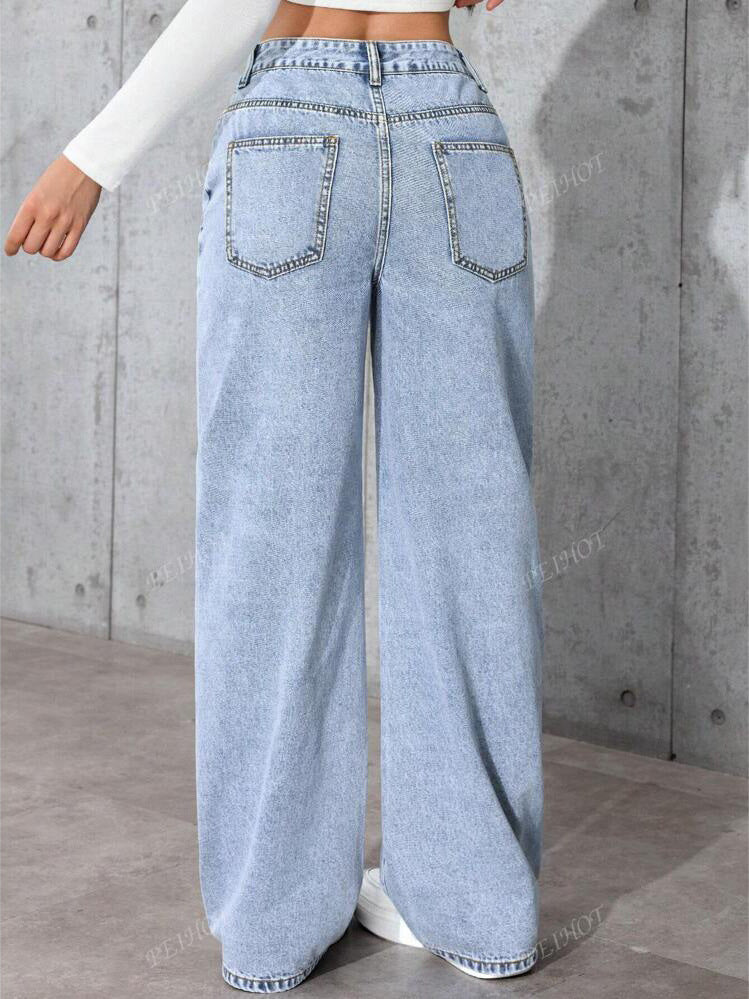 Women's High Waist Straight Leg Jeans