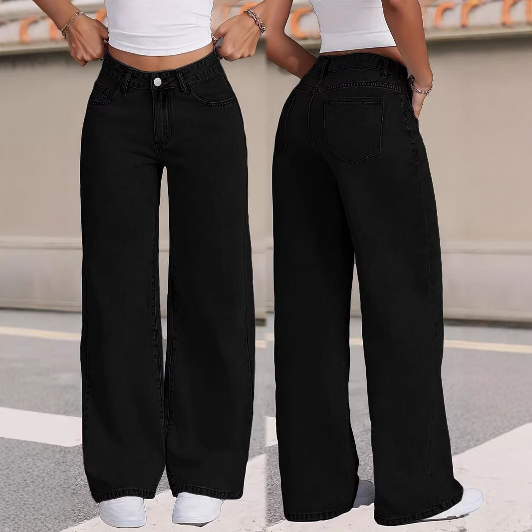 Womens High Waist Straight Leg Trousers