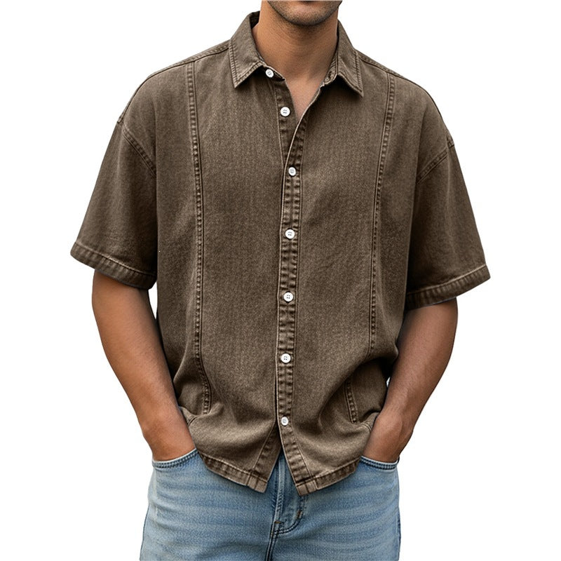 Casual Short-Sleeved Shirt with 3D Coconut Tree Print