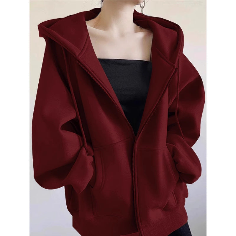 Womens Loose Fit Hooded Jacket