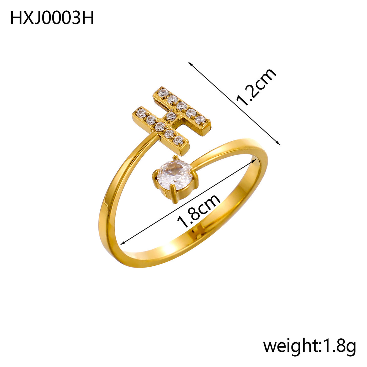 Letter Open Ring with Diamond Accents