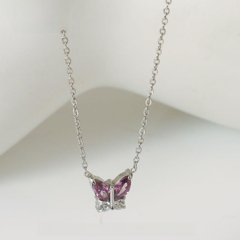 Butterfly Zircon Necklace Gold Plated Jewelry