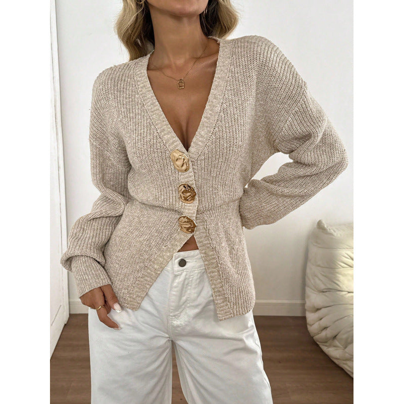 Minimalist Fashion V-Neck Buttoned Knit Cardigan