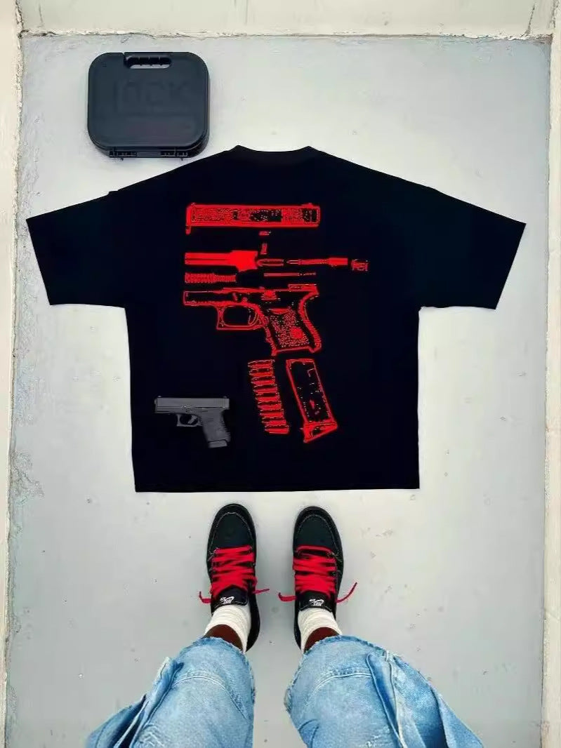 Men's Oversized Cotton T-Shirt with Bold Y2K Graphic Prints