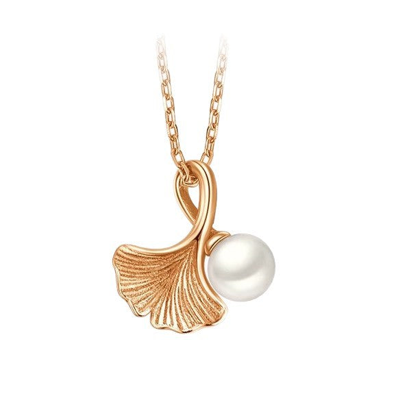 Elegant Ginkgo Leaf Pearl Necklace