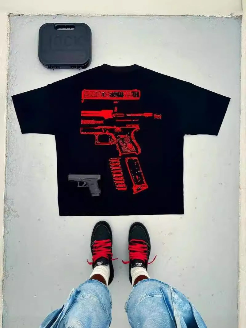 Men's Oversized Cotton T-Shirt with Bold Y2K Graphic Prints