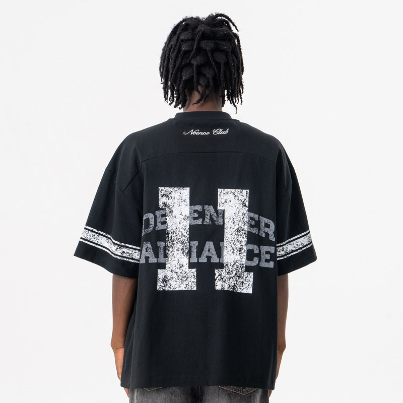 Men's Printed Cotton T-Shirt in Black with Geometric Snowflake Design