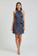 Floral Ruched Halter Neck Dress