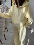 Women's loose-fitting hooded zipper pullover set