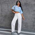 Wide-leg high-waisted jeans