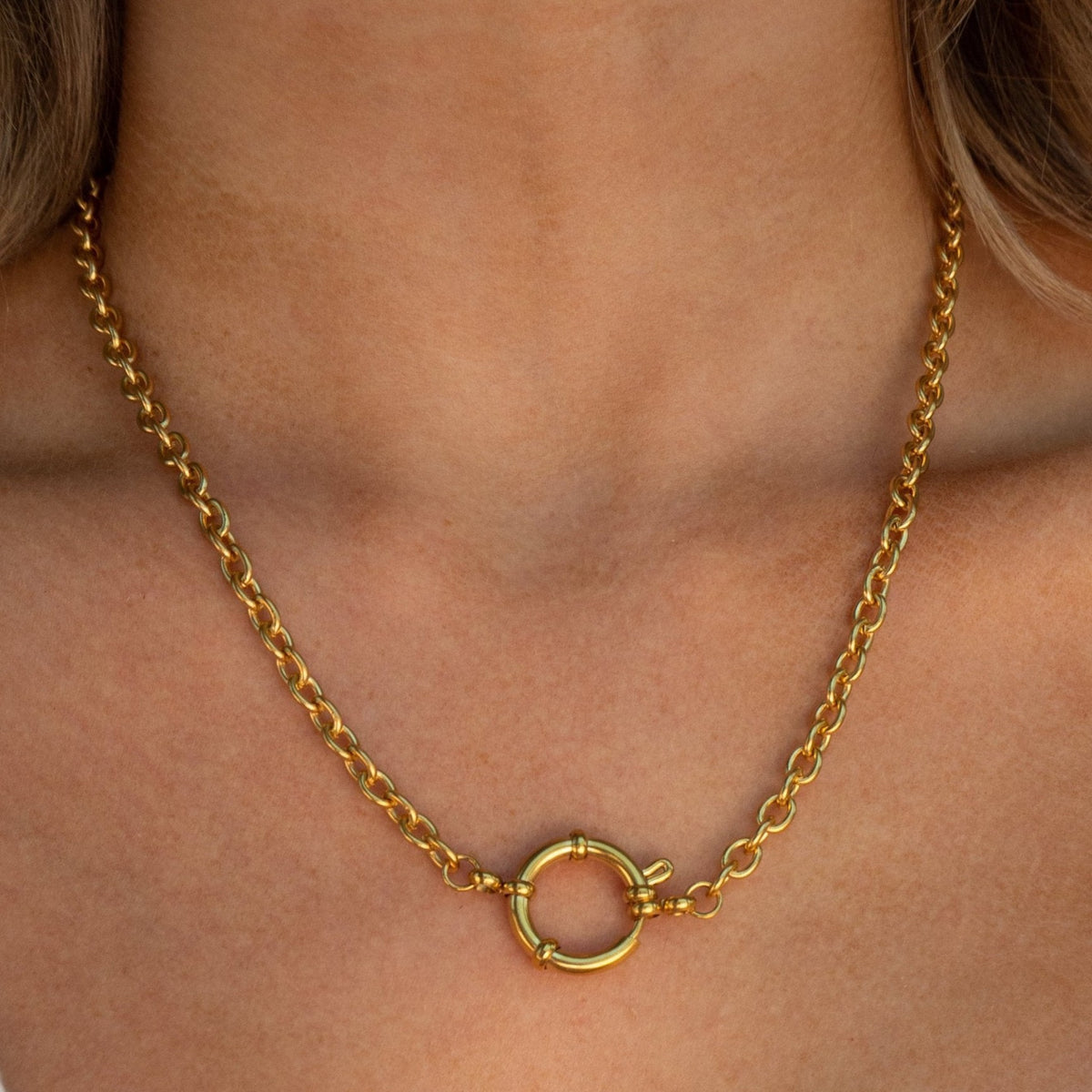 Animal Themed Stainless Steel Gold Plated Pendant Necklace