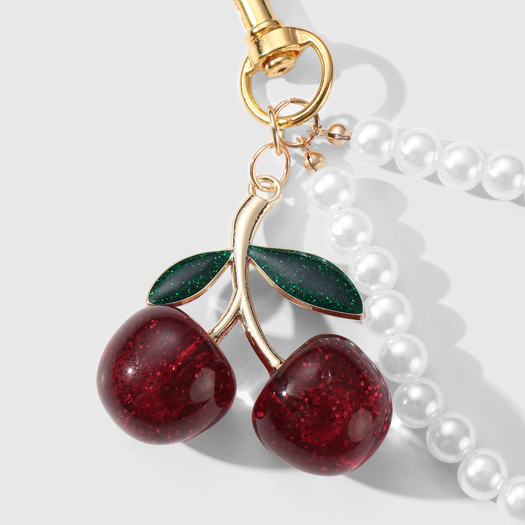 Exquisite handmade cherry keychain pendant
