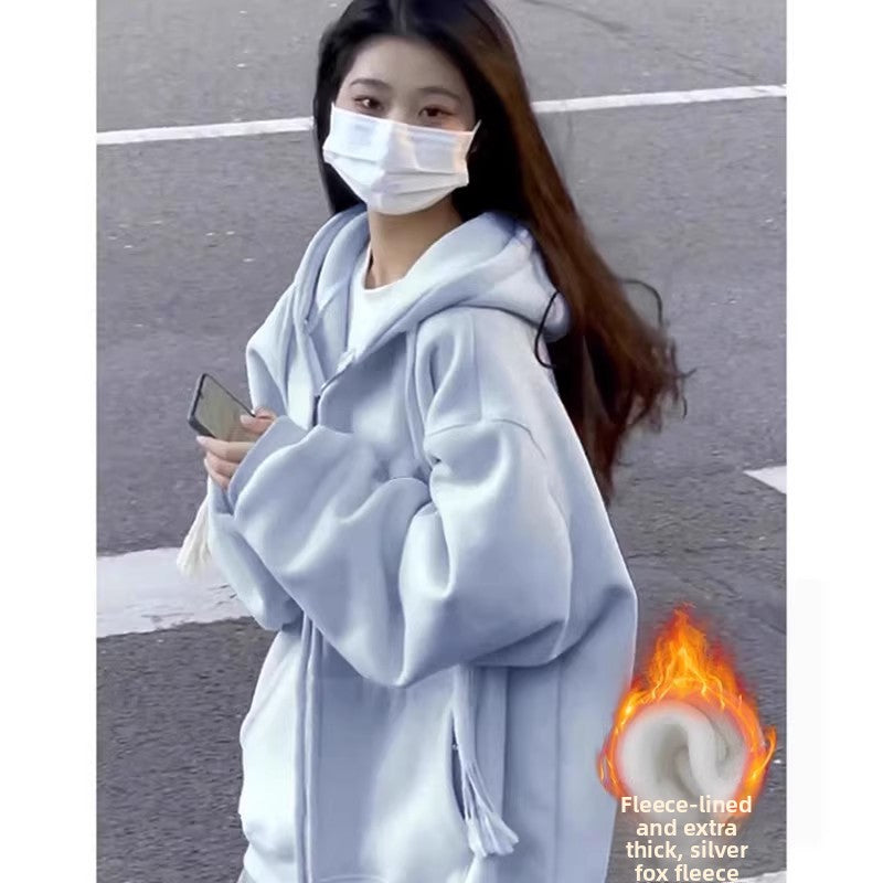 Womens Loose Fit Hooded Jacket