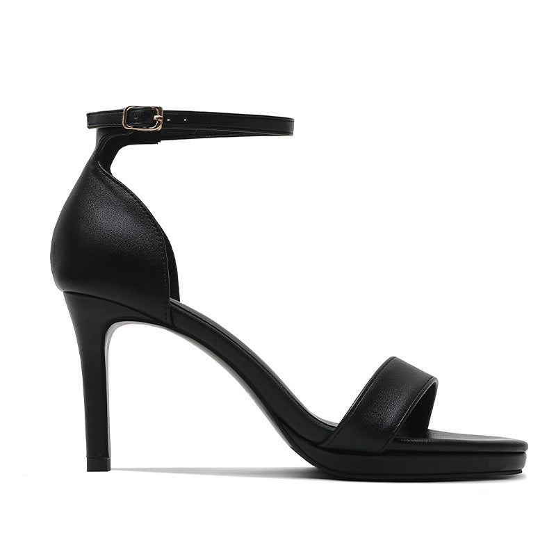 Women's Thin Heel Strap Sandals with Buckle