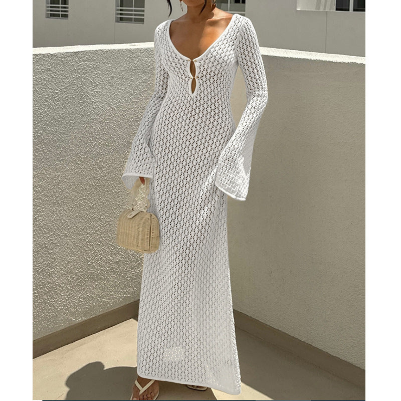 Sheer-textured long dress