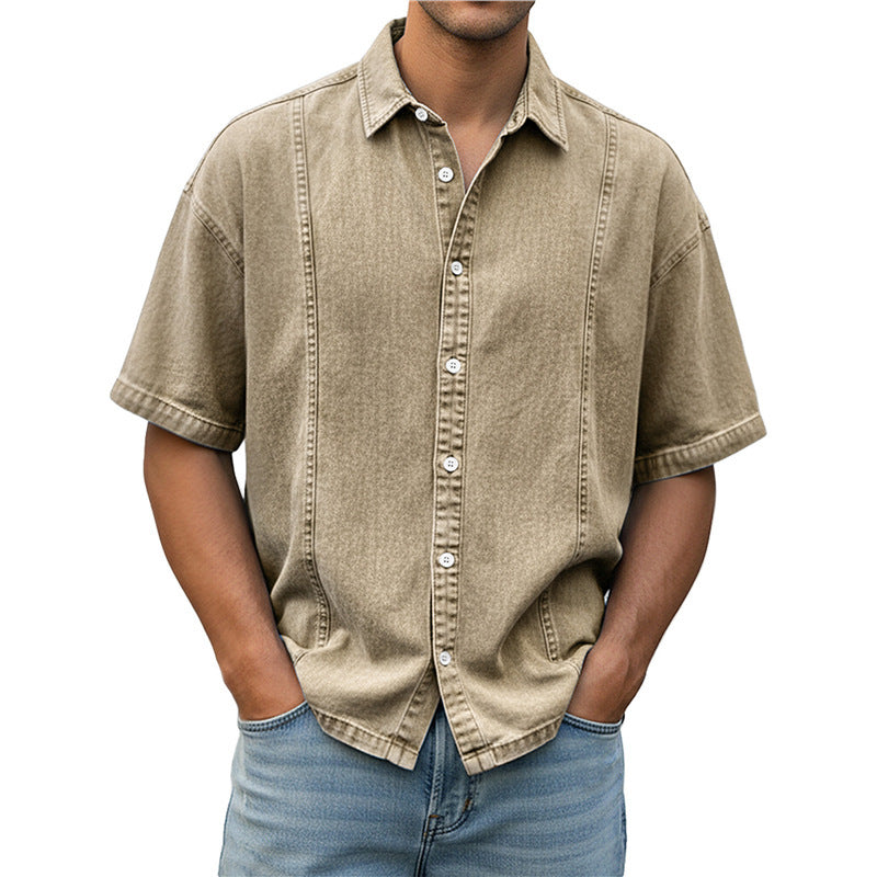 Casual Short-Sleeved Shirt with 3D Coconut Tree Print