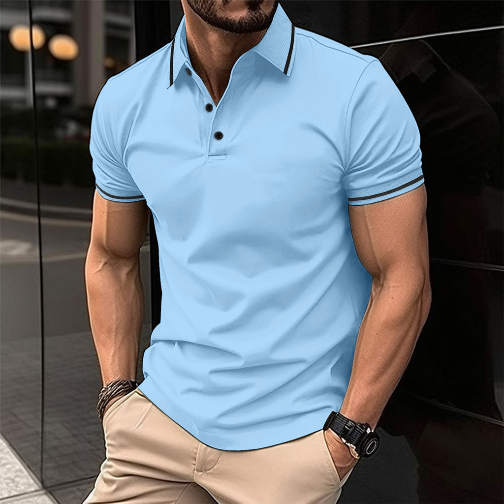 men's button rib collar sports polo shirt