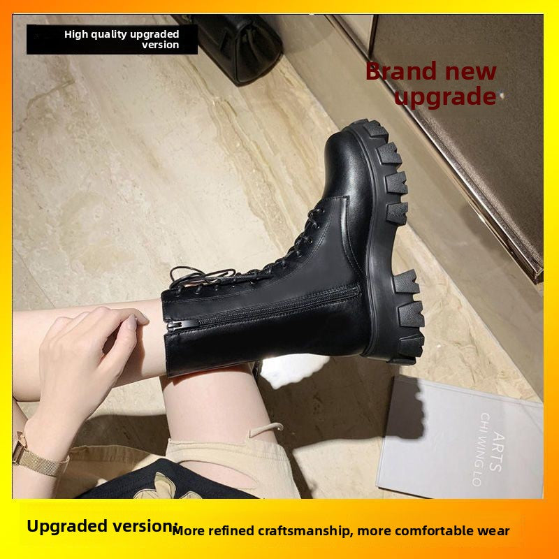 Platform Lace-Up Ankle Boots
