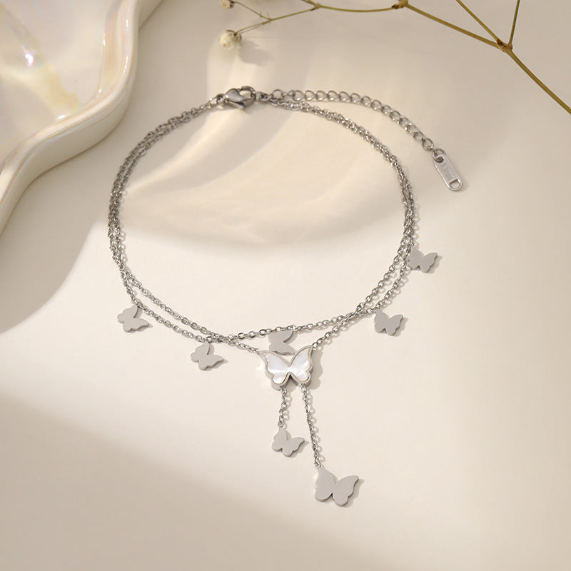 Fashion Titanium Steel Ankle Chain with Tassel