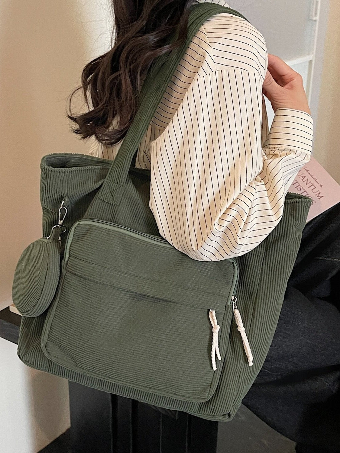 Velvetline Corduroy Bucket Tote Bag