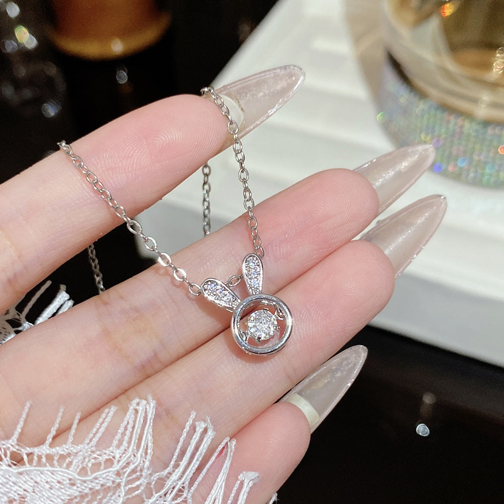 Titanium Steel Zircon Necklace with Geometric Pendant
