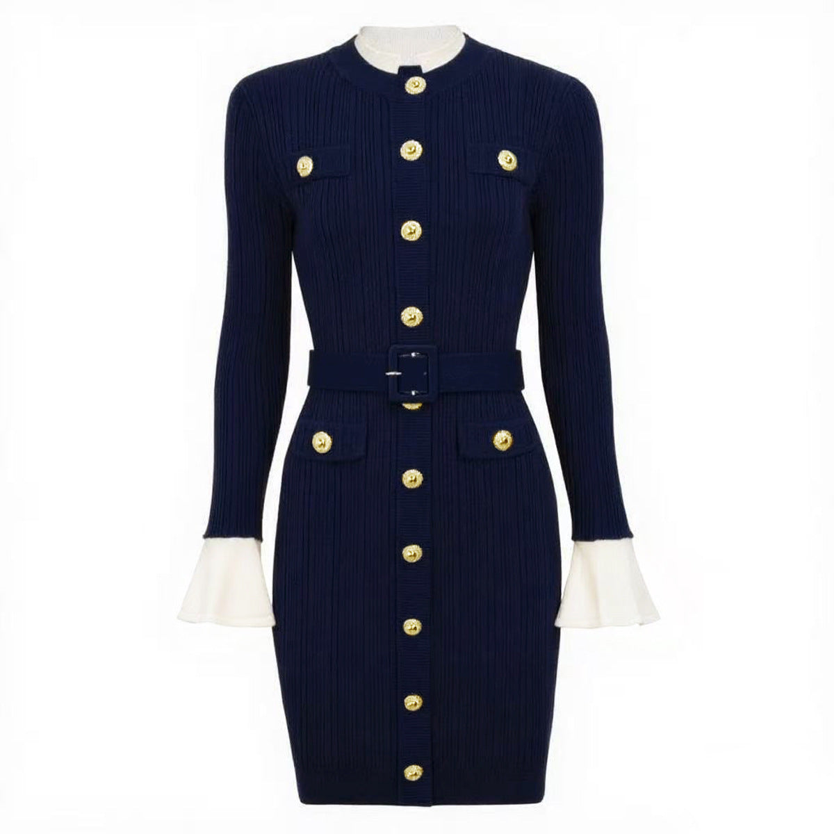 Womens Flared Sleeve Knit Dress