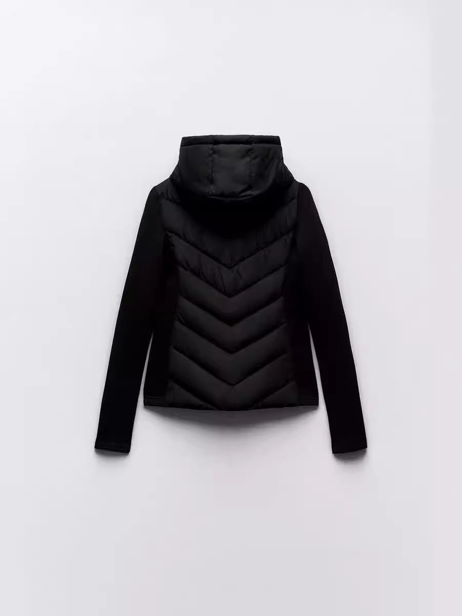 Long-sleeved and stand-up collar quilted cotton coat