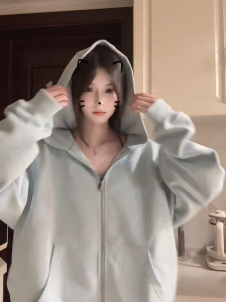 Womens Loose Fit Hooded Jacket