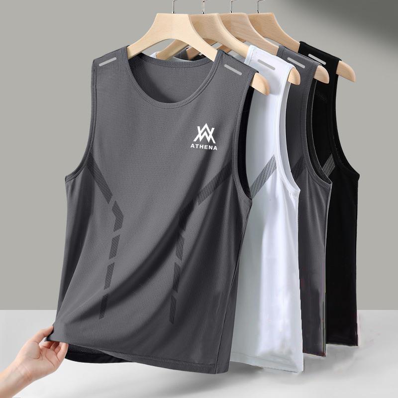 Men's Quick-Dry Mesh Sports Vest with Geometric Patterns