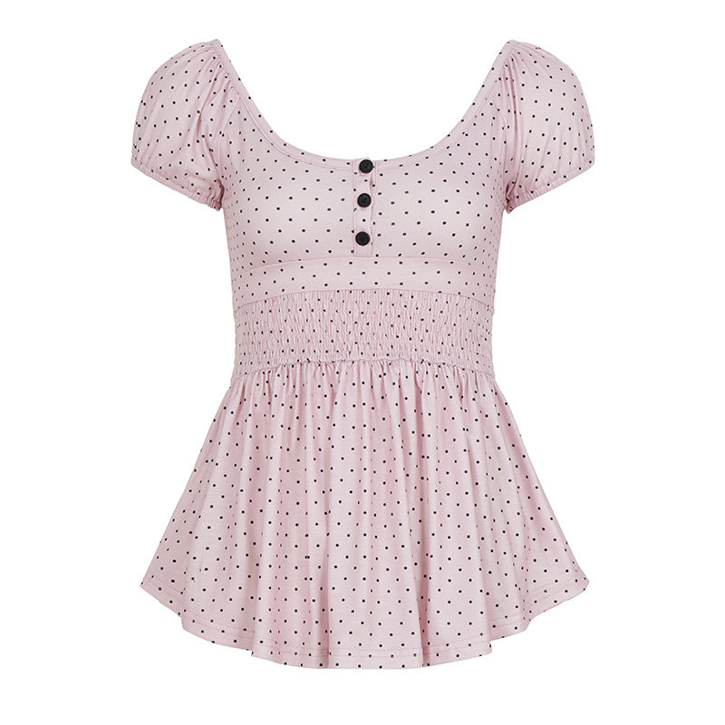 Lady's dotted print T-shirt